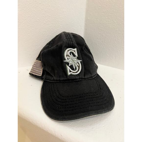 Seattle Mariners Black Velcro Hat 100% cotton - Picture 1 of 8